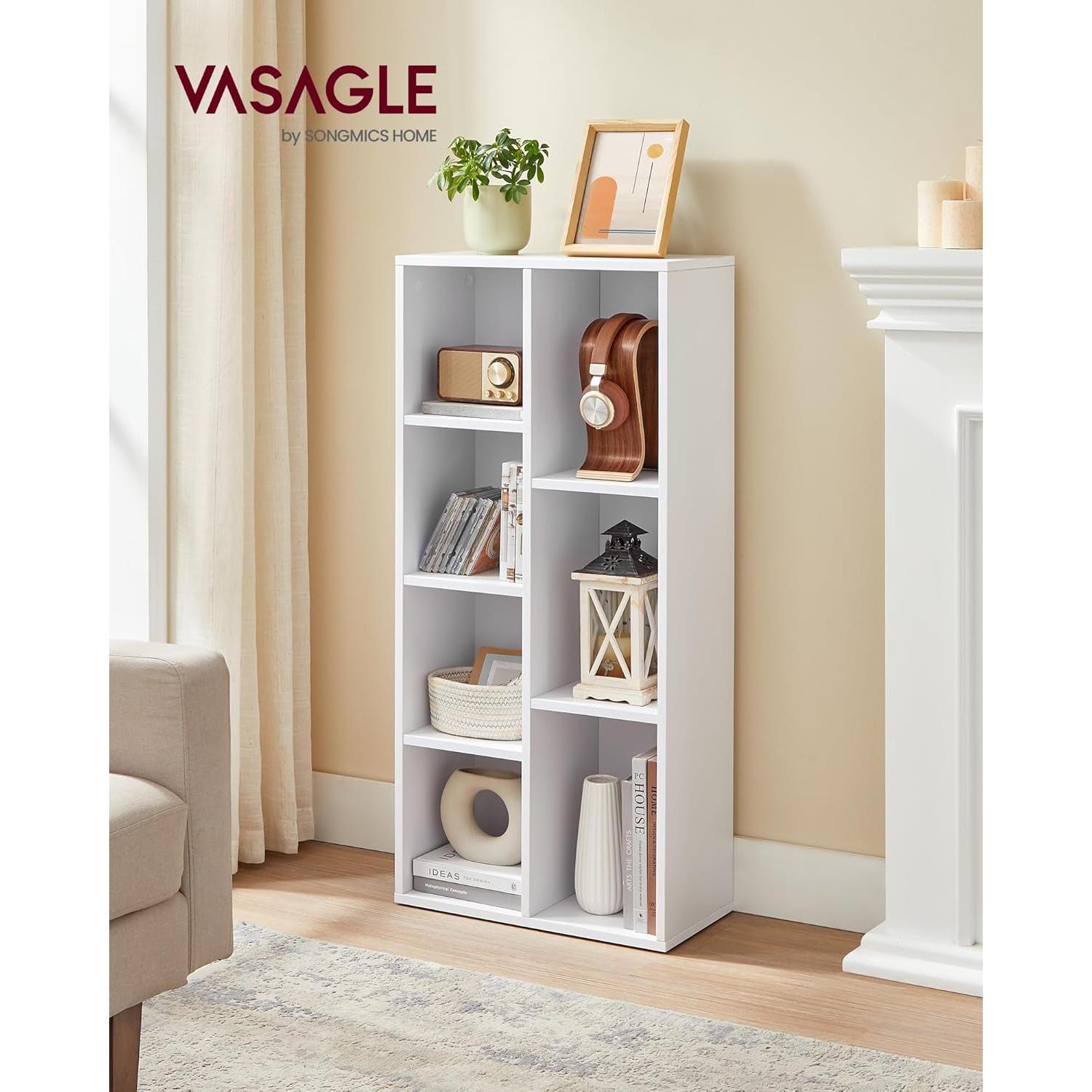 Bookcase, White ,7 Large Compartments, For Living Room And Home Office-1
