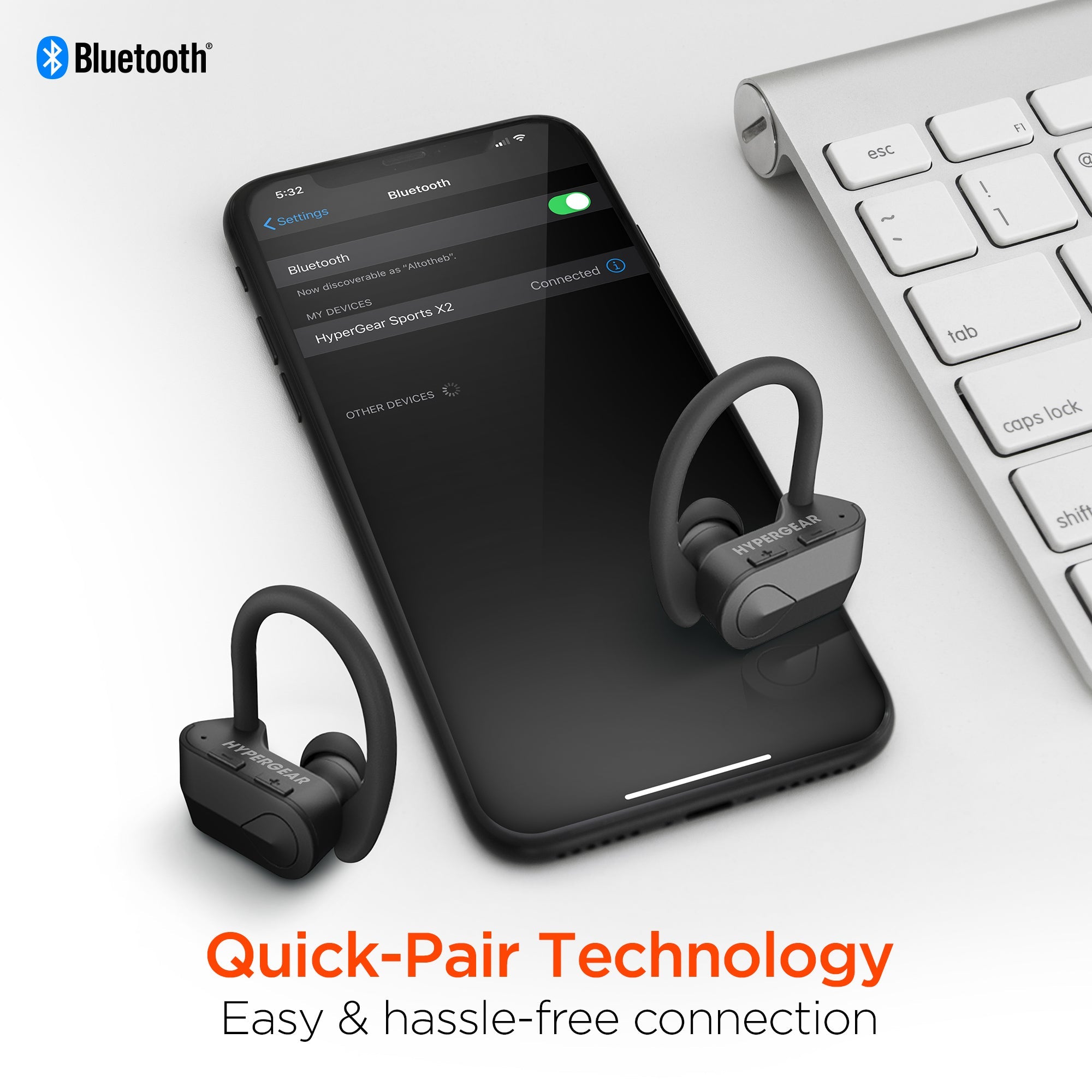 Bluetooth Wireless Earbuds With 4 Hours Ff Playtime Per Charge, HD Stereo Sound, Wireless Secure-Fit Ear Hooks, Music + Calls