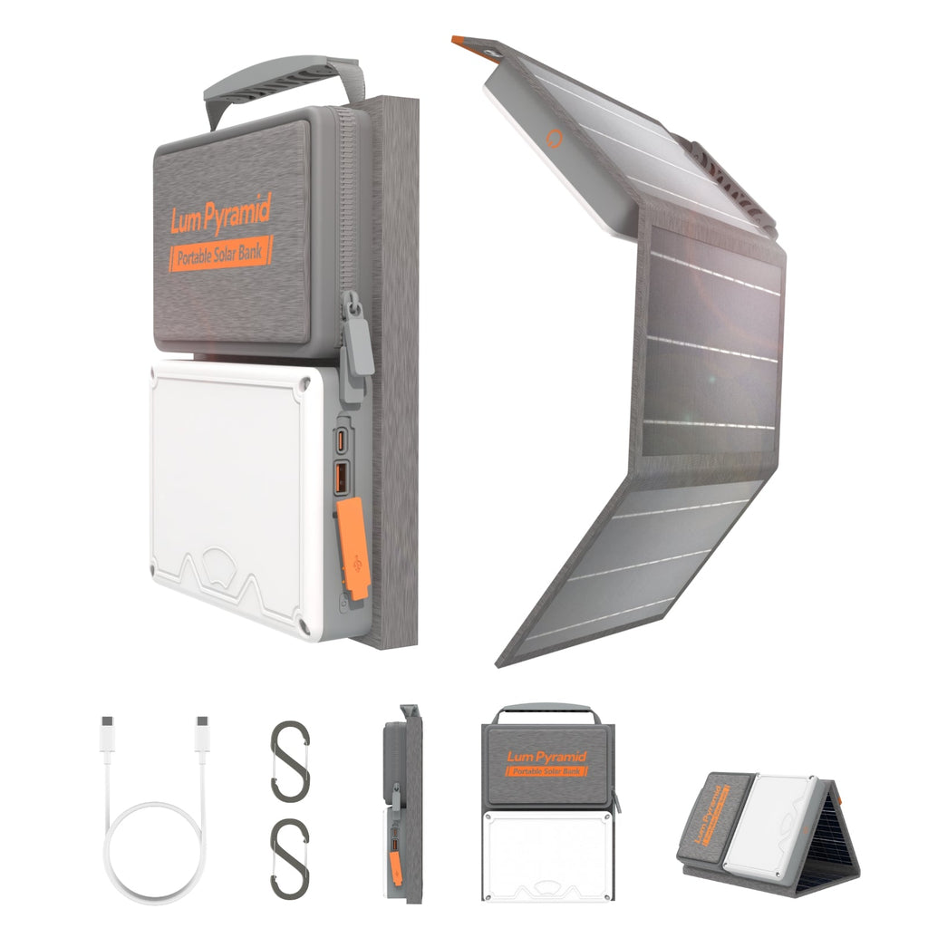 Solar Powered Generator, 65W PD Output For Fast Charging Of Multiple Devices, With 600-Lumen LED Light