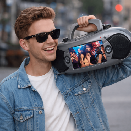 Naxa 7” Bluetooth TV, DVD, Boombox With Mic, Enjoy TV & All Of Your DVD Movies, Anywhere, Play CDs, MP3s, Play Digital Media.