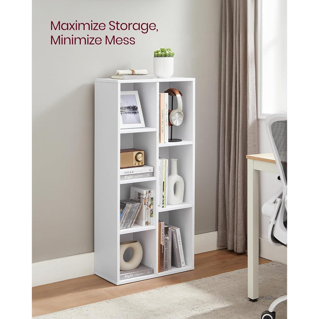 Bookcase, White ,7 Large Compartments, For Living Room And Home Office-3