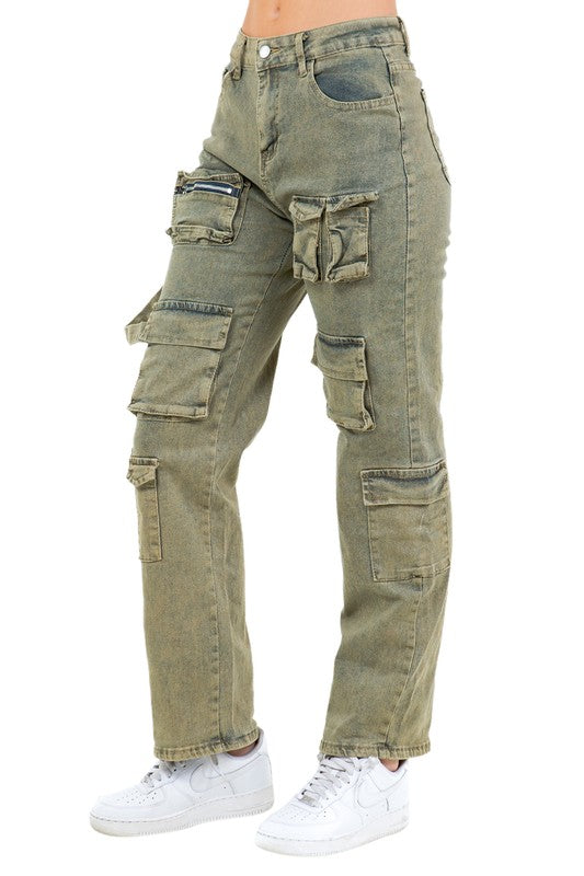 Women's Fashion Designer Cargo Style Denim Pants...TRENDING NOW!