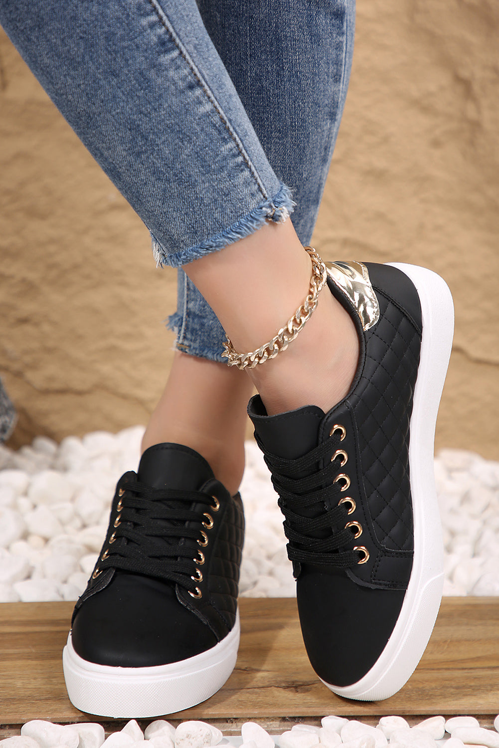 Harper Quilted Lace Up Sneakers-0