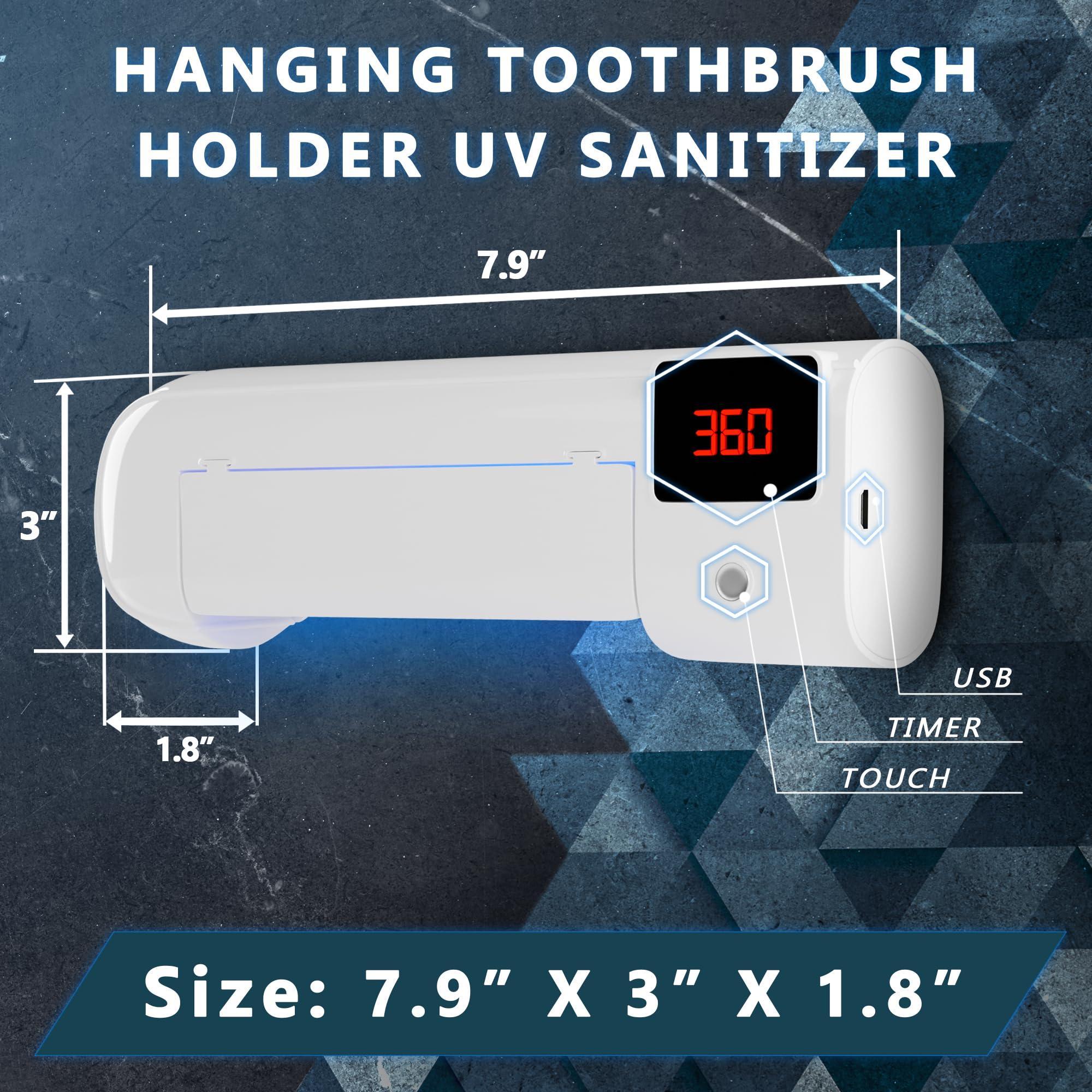 Toothbrush/Sanitizer Holder, Wall Mounted With 4 Slots, Sterilization Lamp Ensures Every Brush Is Germ-Free