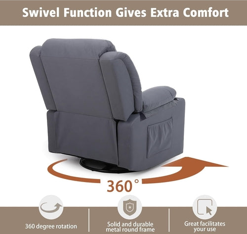 Ultimate Comfort Massage Swivel Reclining & Rocking Chair, Vibration Massage & Heating: Equipped With 8 Massage Points