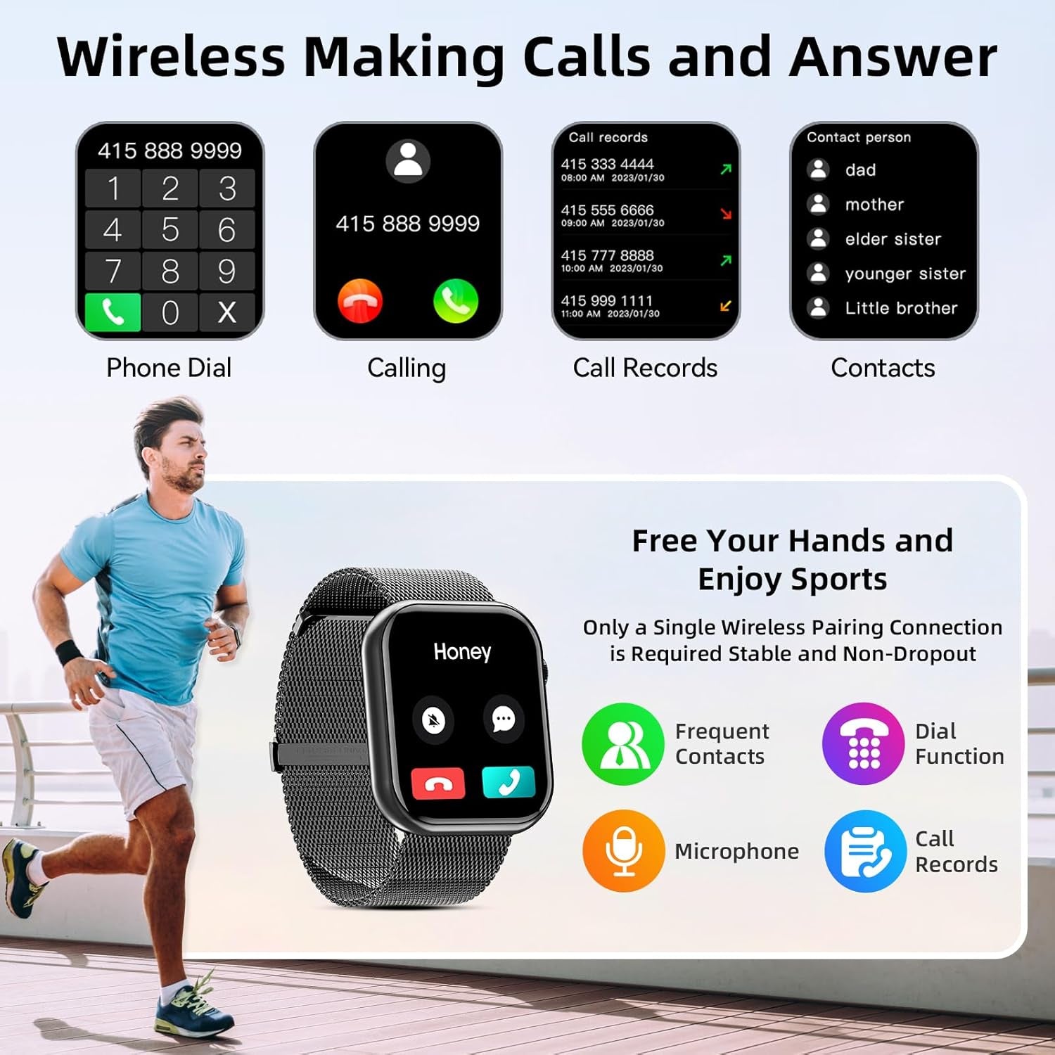 Men's & Women' Bluetooth Smart Watch  For Apple iPhone & Android, Built In Microphone & Speaker To Receive/Make Calls, Health Monitoring, Multi-Health Modes....10% OFF!