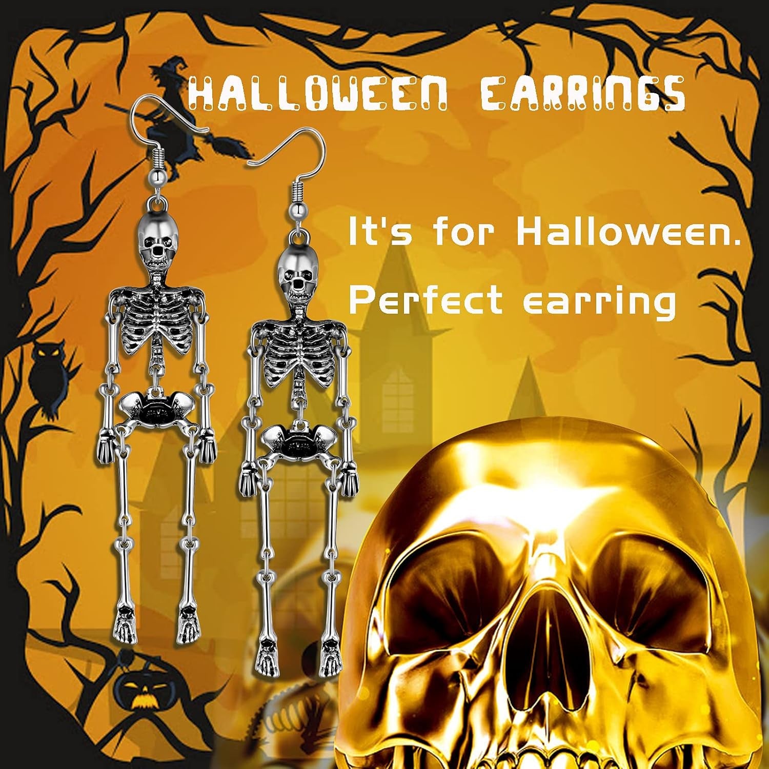 Halloween Earrings- Jointed Skeleton Long Ear Drop.....