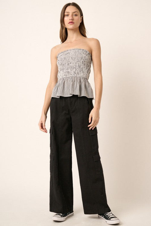 Women's Low Rise, Elastic Waistband, Cargo Pants With 6 Pockets
