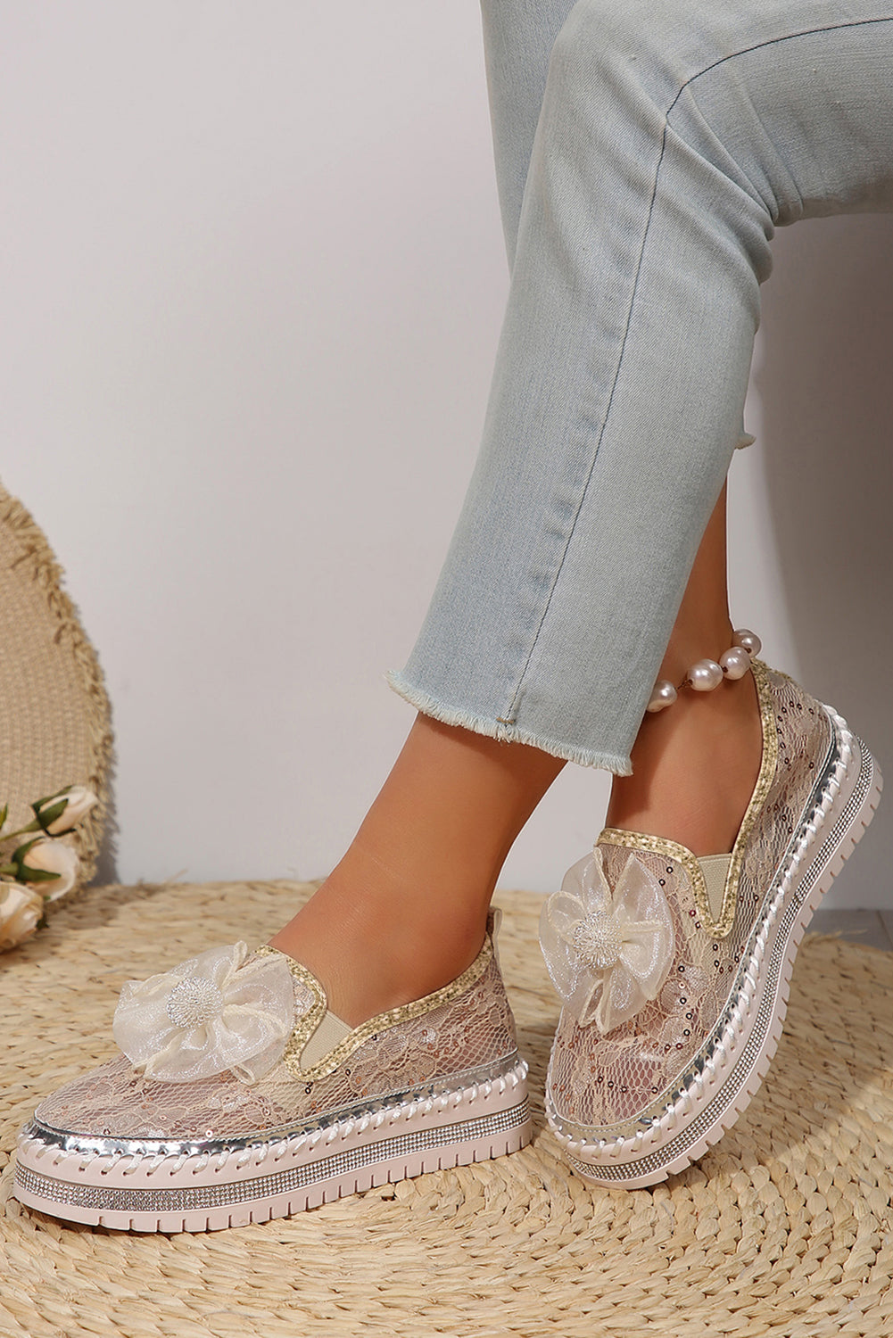 Women's Breathable Lace Trendy  Loafer Shoes, Elevated Platform Sole For A Fashionable Boost.