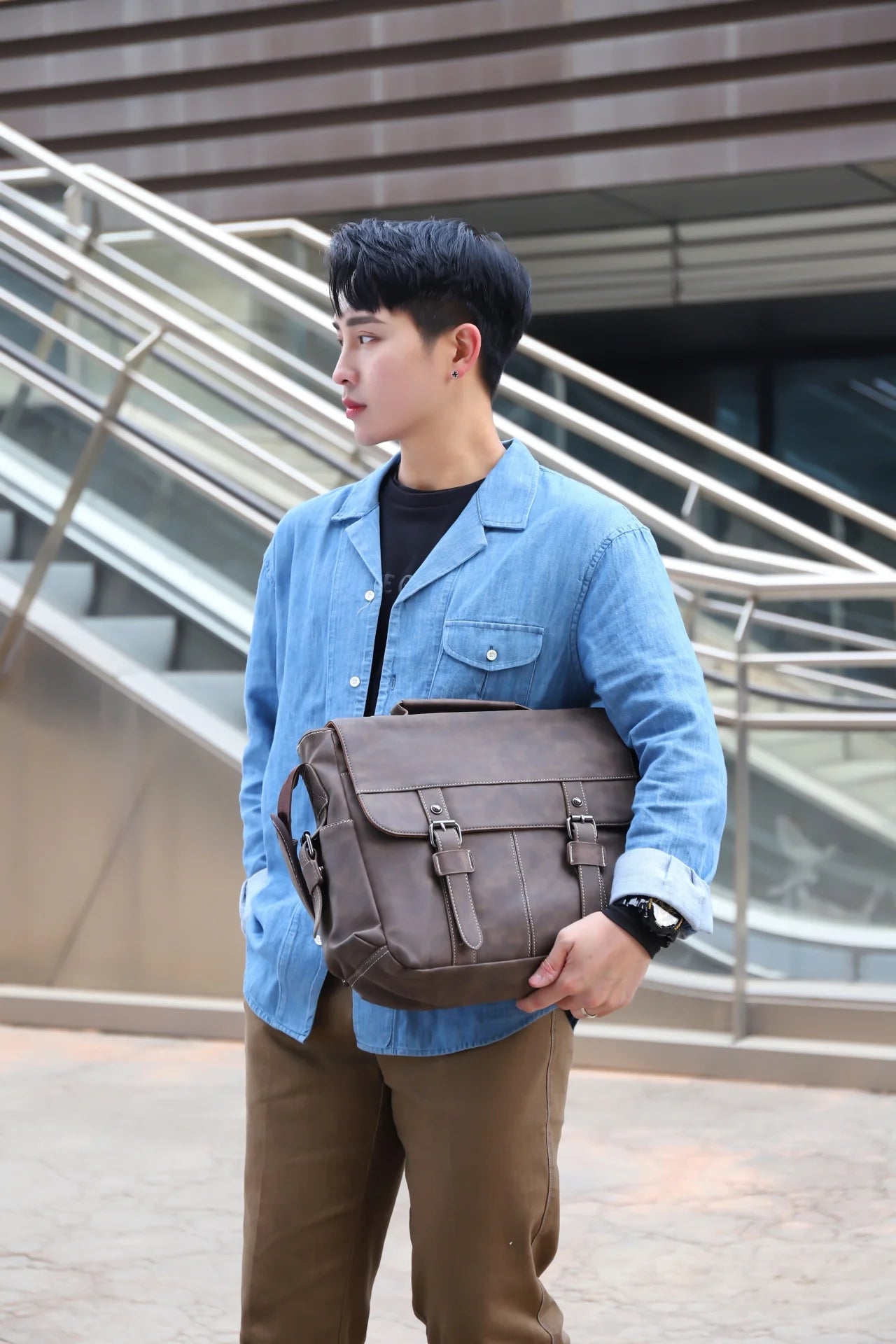 Men's Vintage Designer, Hand Stitched Leather Briefcase,  Serves As A Trendy Item To Show Individuality, Making The User Stand Out From The Crowd.....15% OFF!