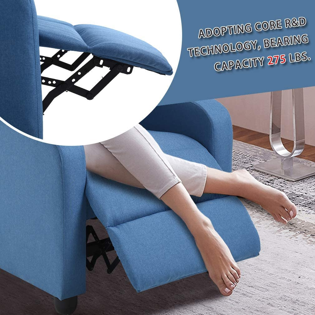 Recliner, Blue Fabric, Recliner Chair For Living Room/Family Room-2