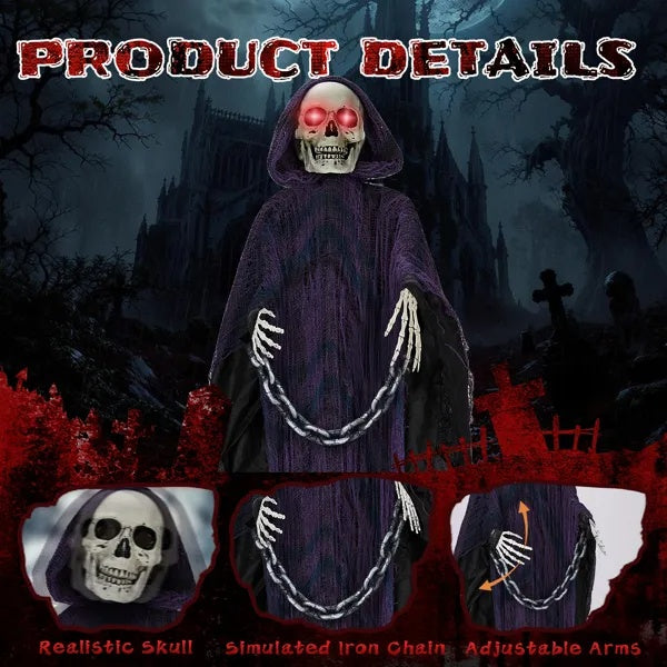 Halloween- 6 FT Outdoor Animatronics Grim Reaper. 20% OFF!