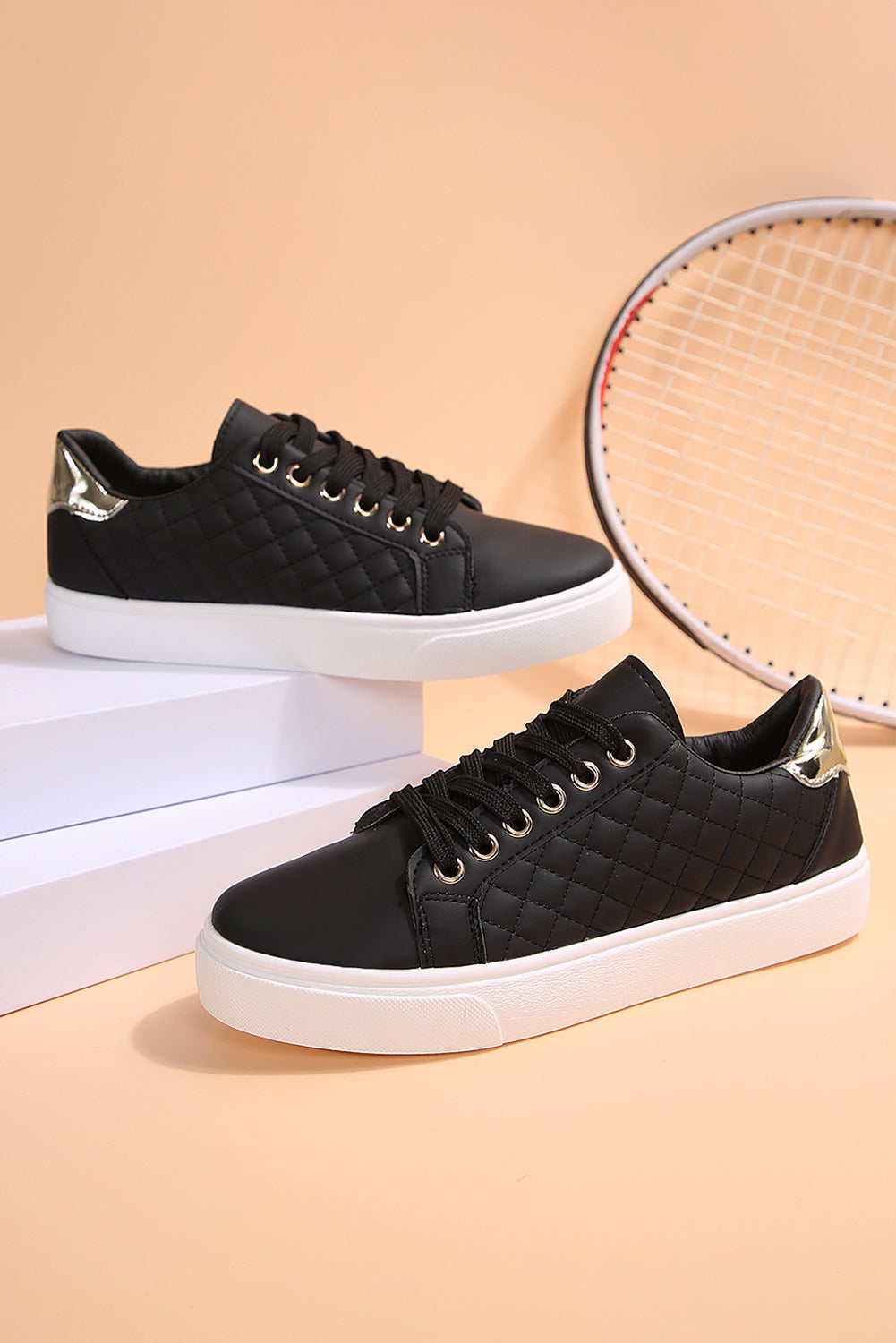 Harper Quilted Lace Up Sneakers-4