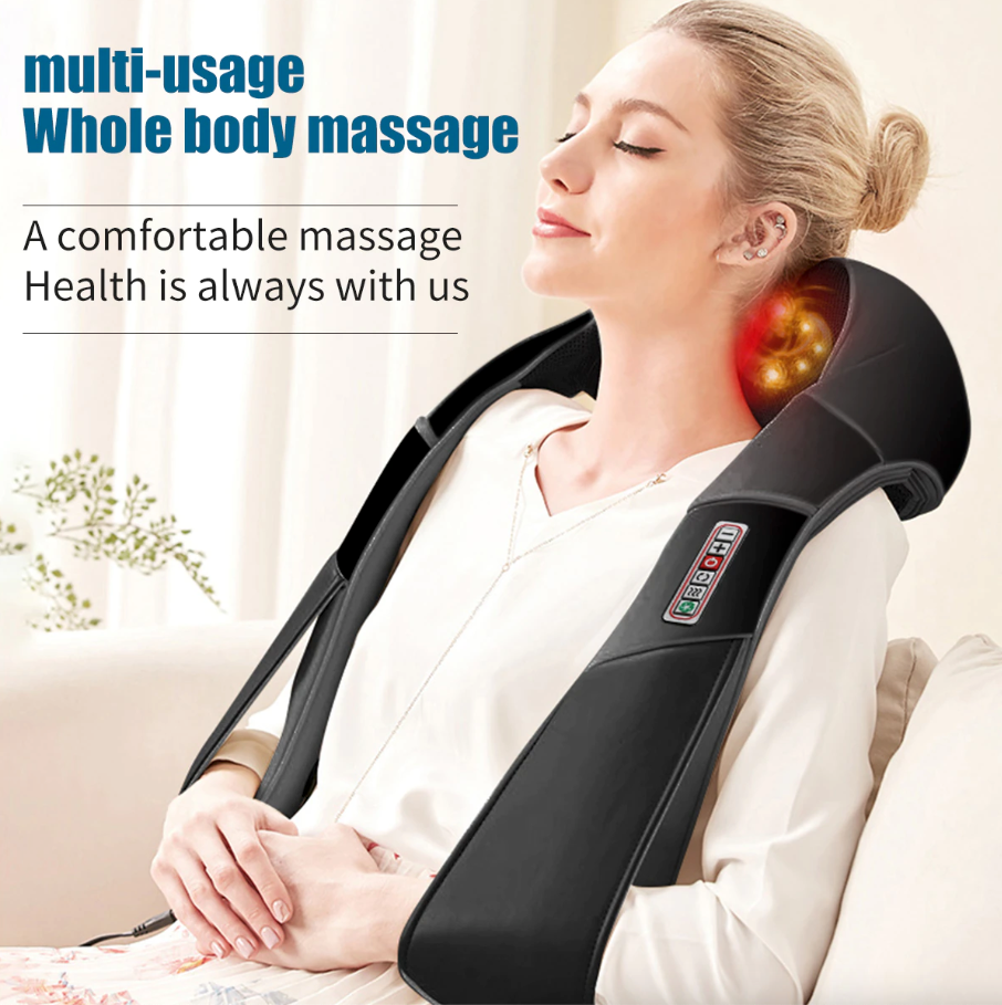 Shiatsu Back, Neck & Shoulder Massager, With Heat Deep Kneading Tissue Massage, 3 Speed Strength Levels.