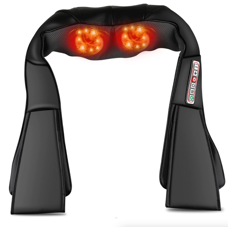 Shiatsu Back, Neck & Shoulder Massager, With Heat Deep Kneading Tissue Massage, 3 Speed Strength Levels.