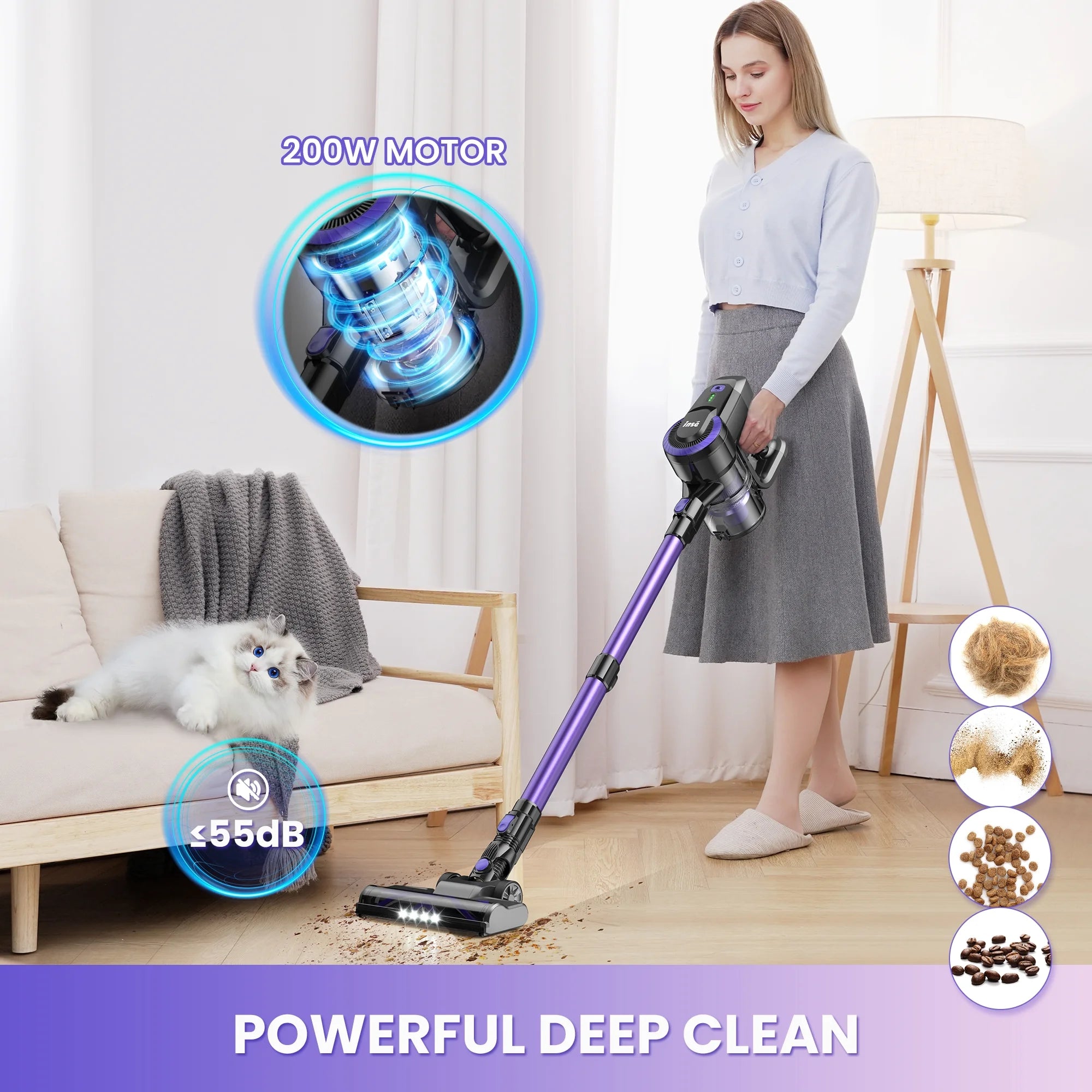 Cordless Vacuum Cleaner,  For Carpet-Hardwood Floor-Pet Hair, 5-Layer High-Efficiency Filtration System, Powerful Suction & Strong Motor.....154@ OFF! TRENDING NOW!