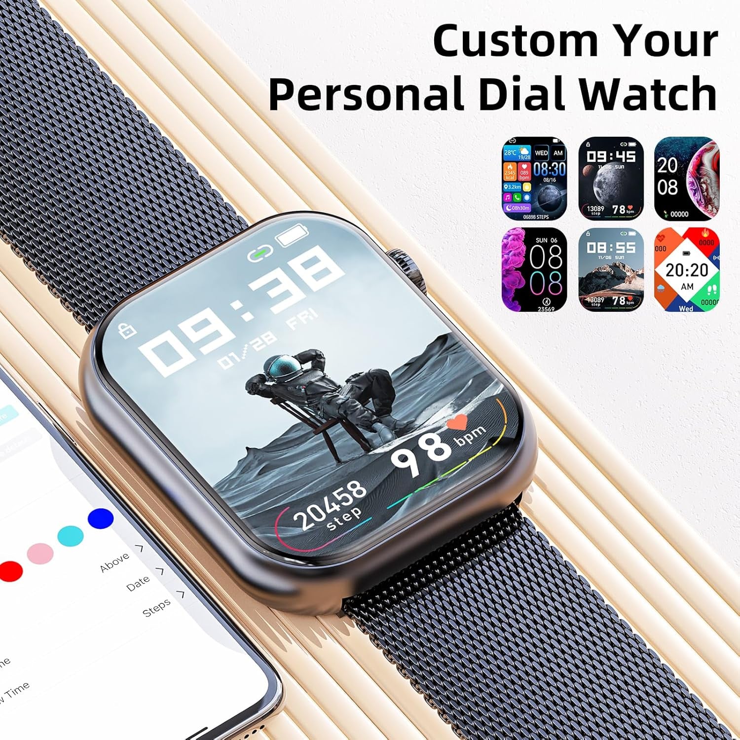 Men's & Women' Bluetooth Smart Watch  For Apple iPhone & Android, Built In Microphone & Speaker To Receive/Make Calls, Health Monitoring, Multi-Health Modes....10% OFF!