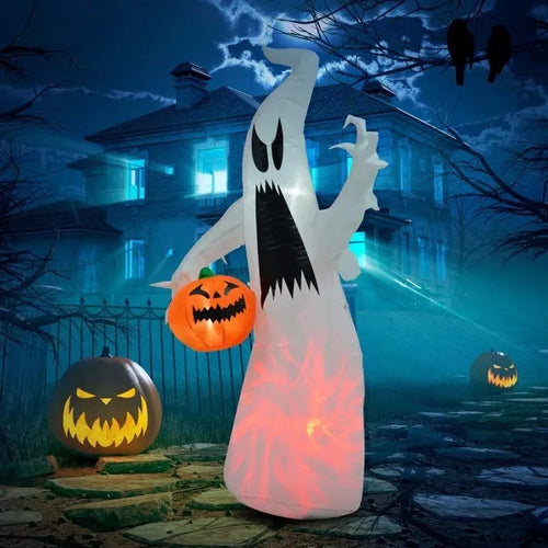 Halloween Ghost Holding Pumpkin Inflatable. 10% OFF!