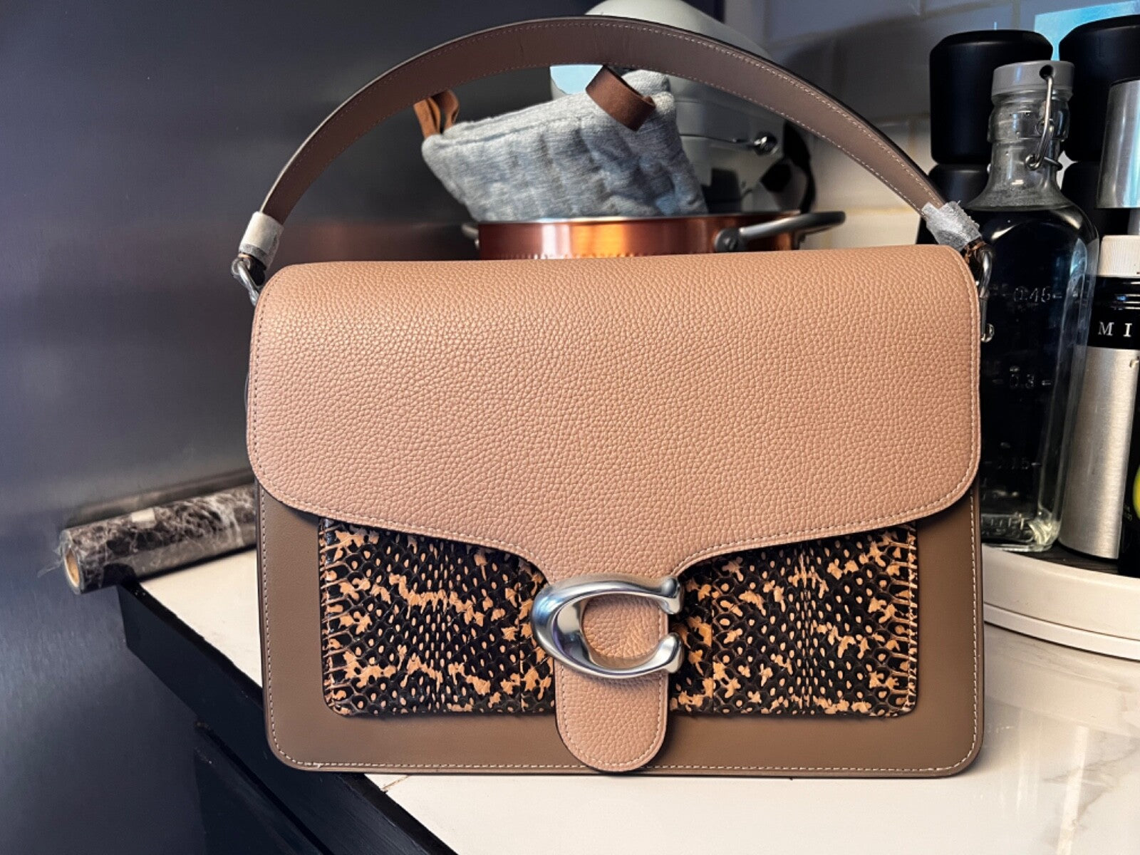 Coach "Tabby" Snakeskin Shoulder Bag. Featuring  A Zip & Push Lock Closure, As Well As An Adjustable Top Handle & Cross-Body Strap For Versatile Carrying Options....15% OFF! TRENDING NOW!