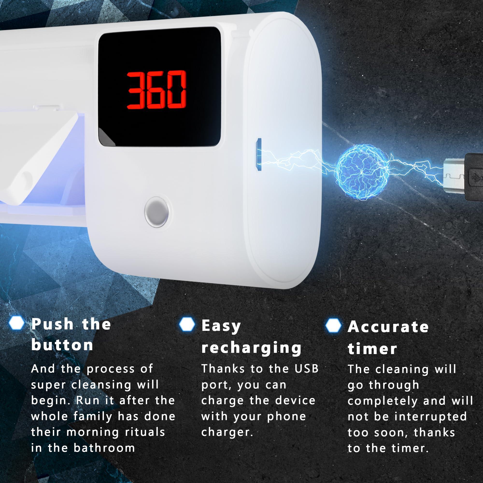 Toothbrush/Sanitizer Holder, Wall Mounted With 4 Slots, Sterilization Lamp Ensures Every Brush Is Germ-Free