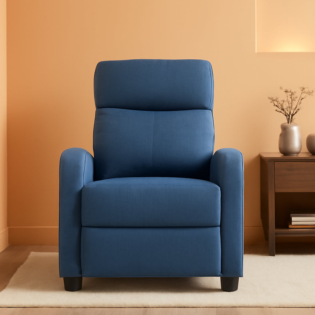 Recliner, Blue Fabric, Recliner Chair For Living Room/Family Room-0