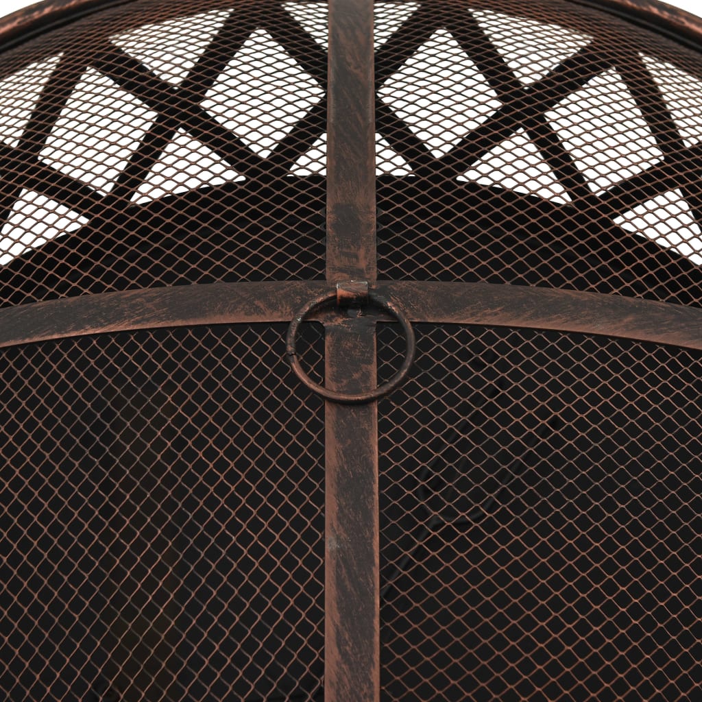 Rustic Fire Pit With Poker ,29.9" XXL Steel, Large Deep Bowl,