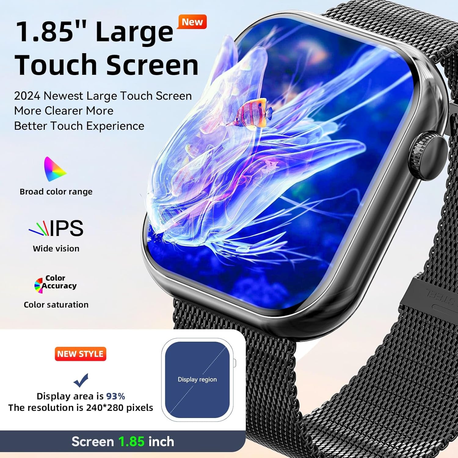 Men's & Women' Bluetooth Smart Watch  For Apple iPhone & Android, Built In Microphone & Speaker To Receive/Make Calls, Health Monitoring, Multi-Health Modes....10% OFF!