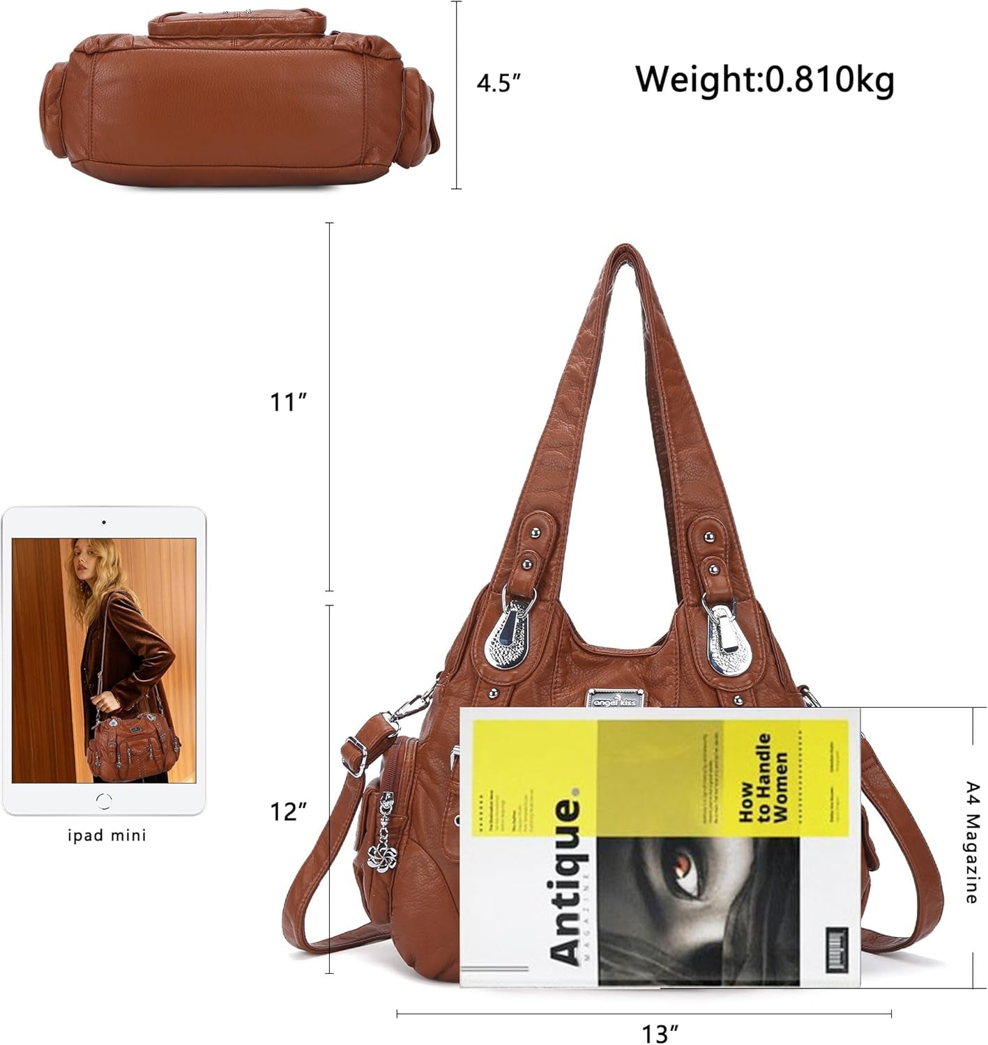  Women's Large Hobo Bag, Soft Leather Shoulder Bag With Adjustable Shoulder Strap, The Perfect "Hold Everything Bag"...10% OFF!  TRENDING THIS WEEK!!