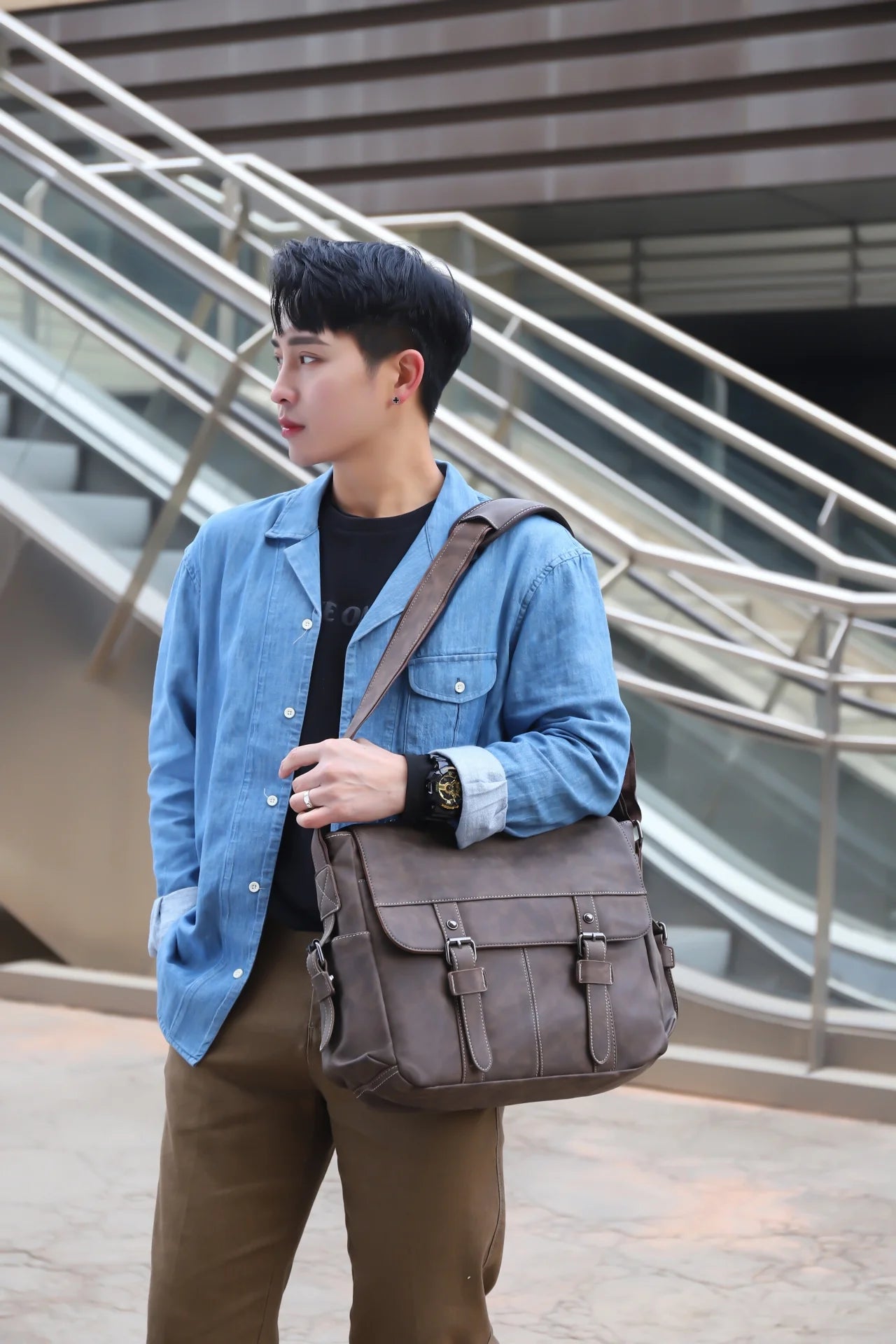 Men's Vintage Designer, Hand Stitched Leather Briefcase,  Serves As A Trendy Item To Show Individuality, Making The User Stand Out From The Crowd.....15% OFF!