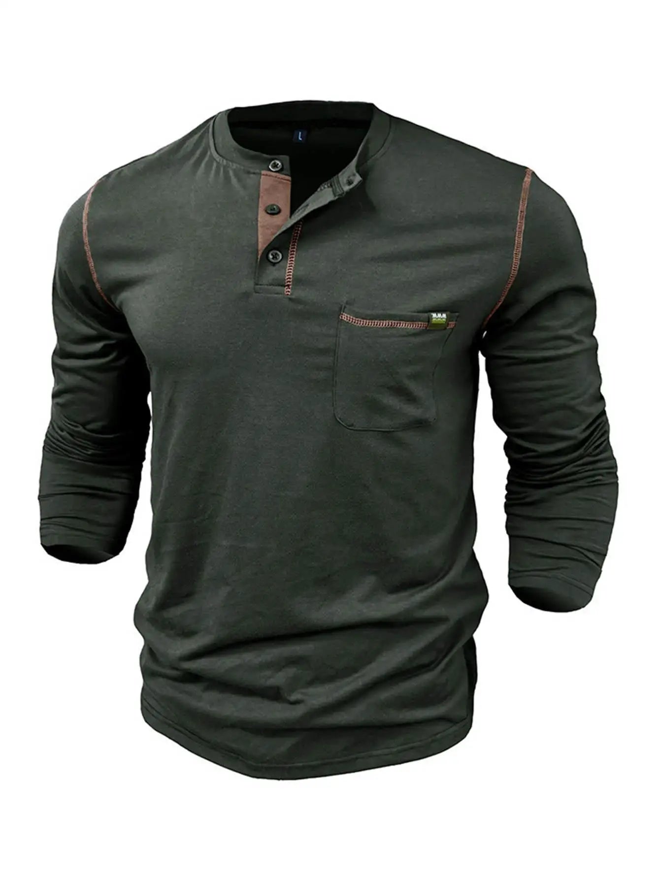 Men's Long Sleeve- Color Block, Knit  Shirt With Patch Pocket.....15% OFF!