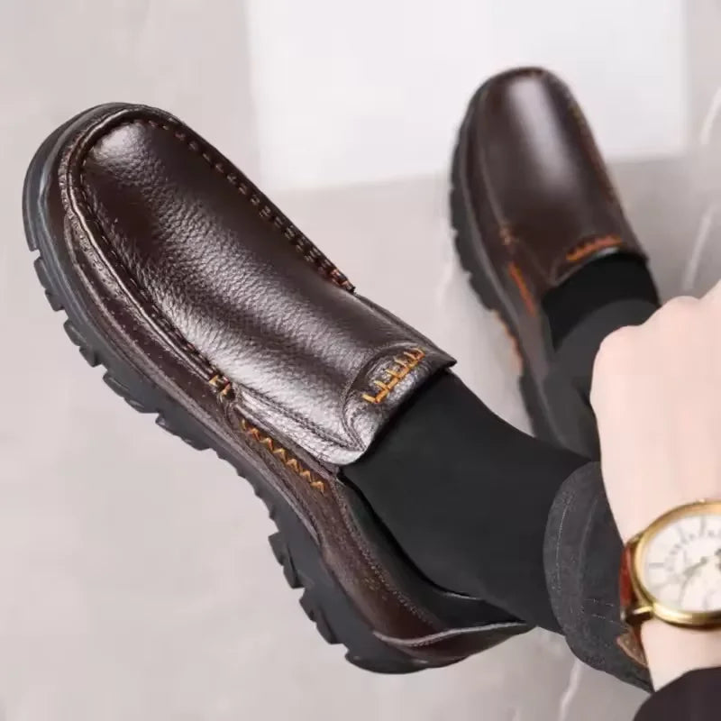 Men's Handmade, Genuine Soft Cow Leather Shoes, Thick Sole, Casual Slip On Shoes.....20% OFF! THESE SHOES ARE SELLING FAST!