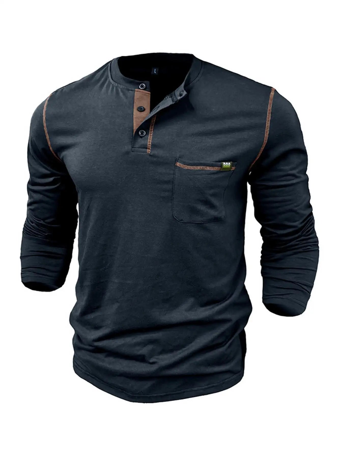 Men's Long Sleeve- Color Block, Knit  Shirt With Patch Pocket.....15% OFF!