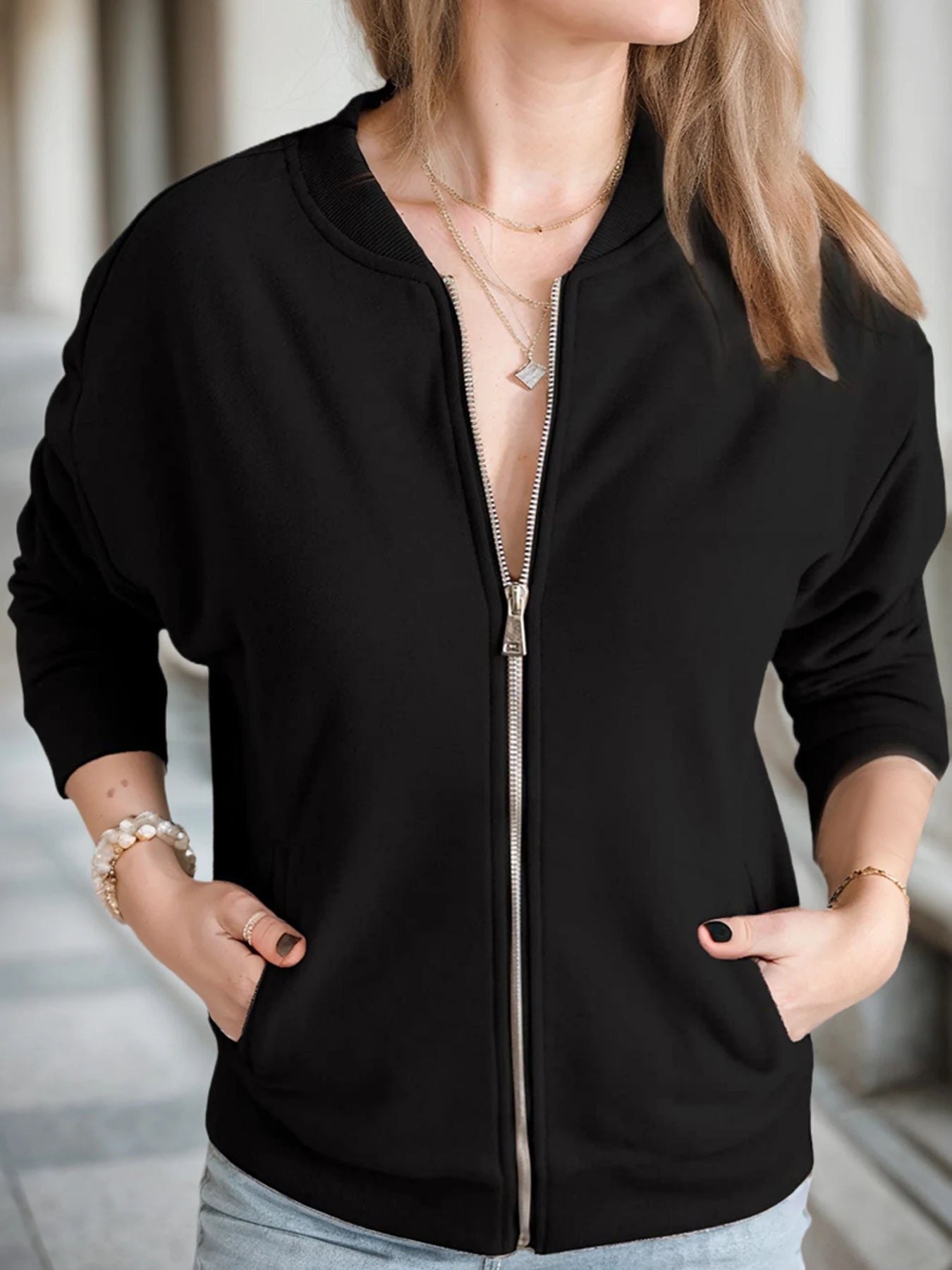 Women's Zip Up Long Sleeve Sweatshirt Jackets With Pockets, Solid Colors.....10% OFF!