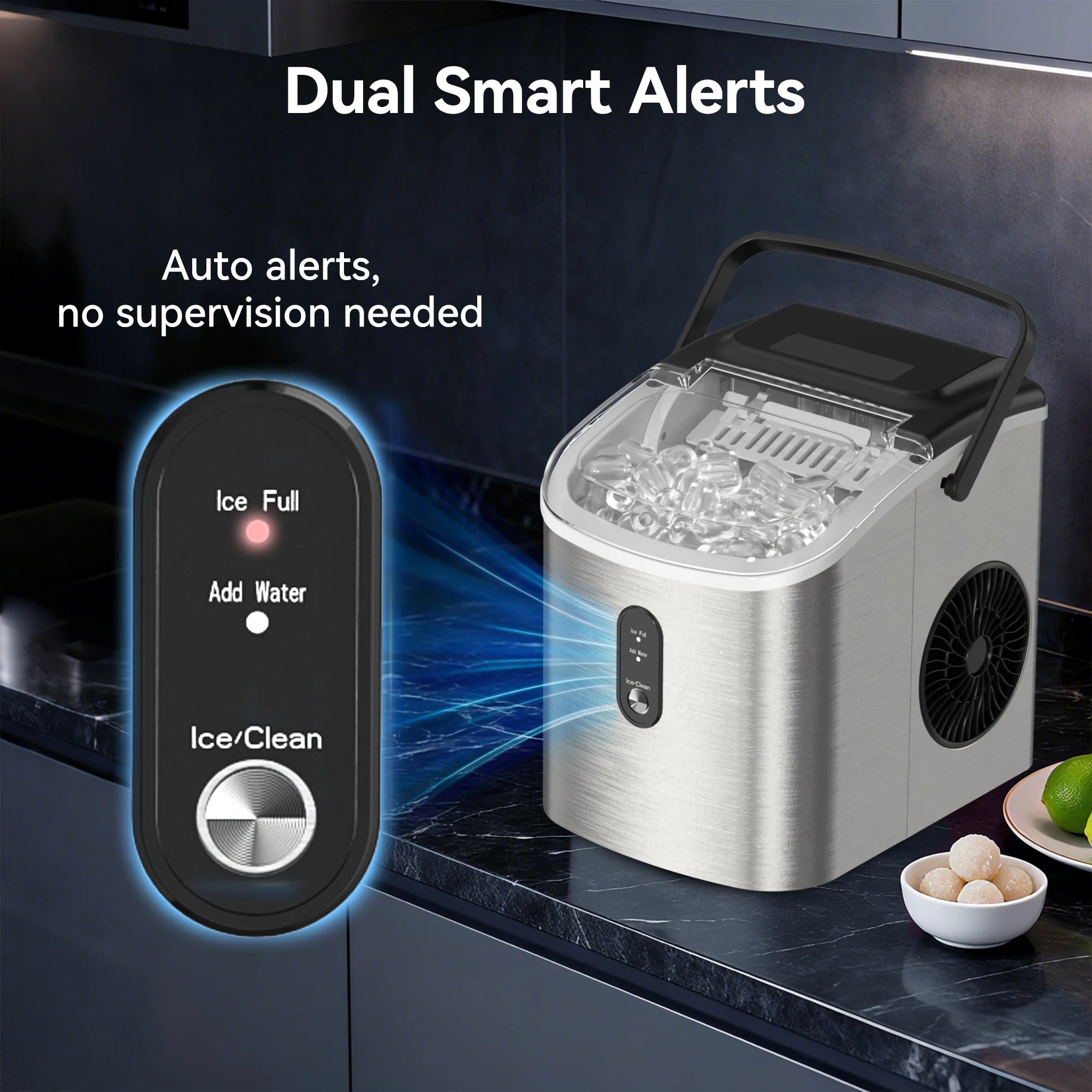 Portable, Countertop Ice Maker With Handle, 26.5 lbs./Day, Auto-Cleaning, Whisper Quite, Smart Features....39.71% OFF!