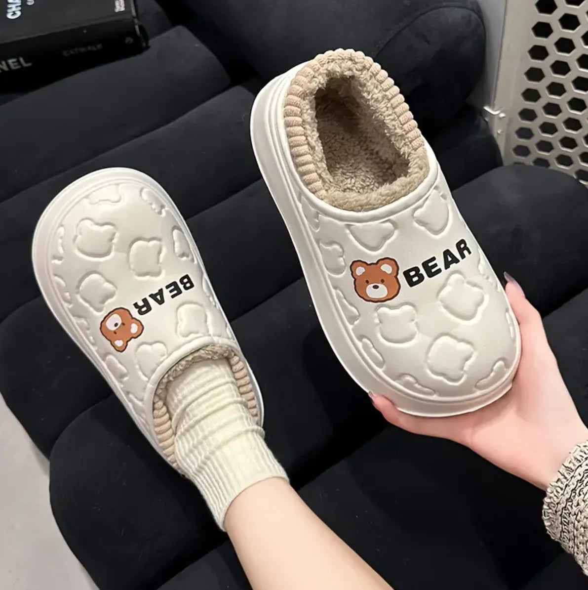 Slippers- Cute Bear, Waterproof, Warm Plush Lined Slip On Slippers, Outside/Inside...20% OFF! TRENDING NOW!