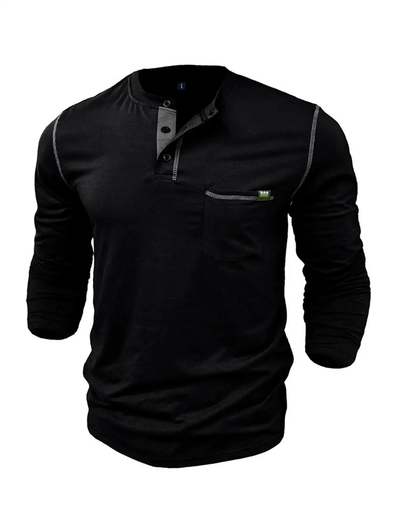 Men's Long Sleeve- Color Block, Knit  Shirt With Patch Pocket.....15% OFF!
