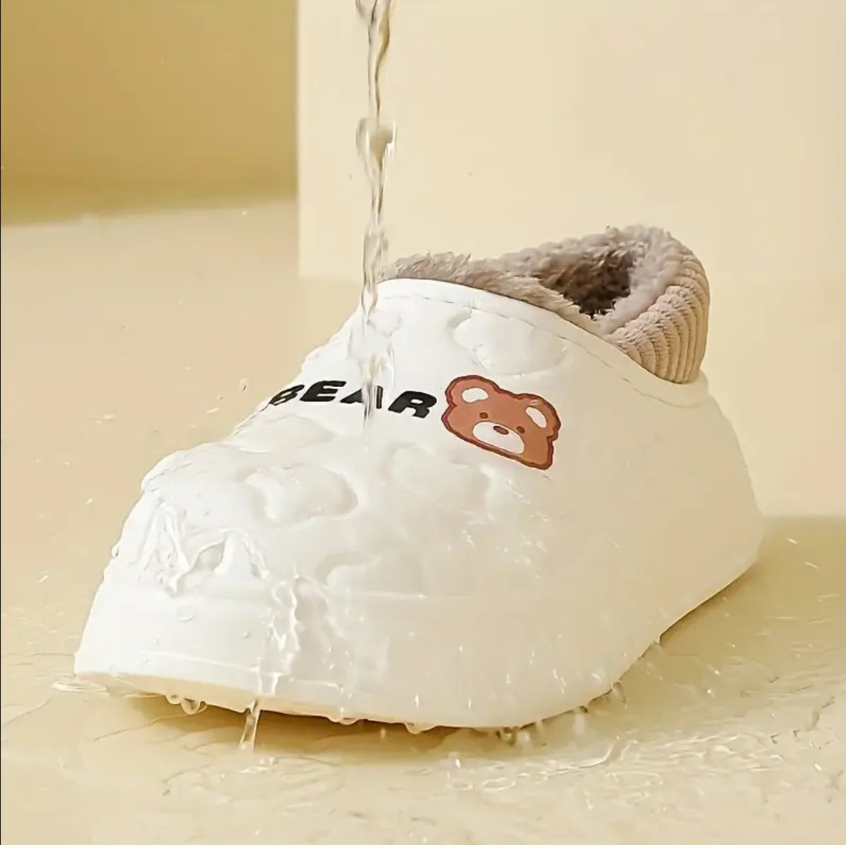 Slippers- Cute Bear, Waterproof, Warm Plush Lined Slip On Slippers, Outside/Inside...20% OFF! TRENDING NOW!