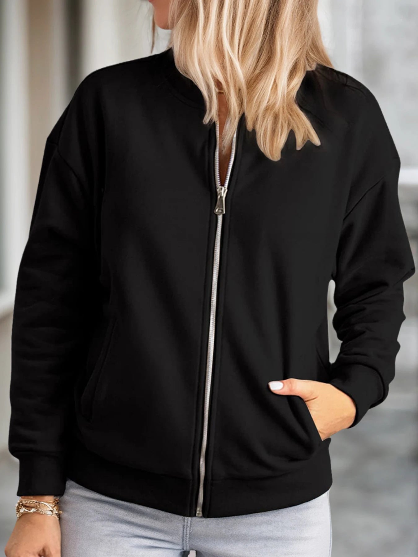 Women's Zip Up Long Sleeve Sweatshirt Jackets With Pockets, Solid Colors.....10% OFF!