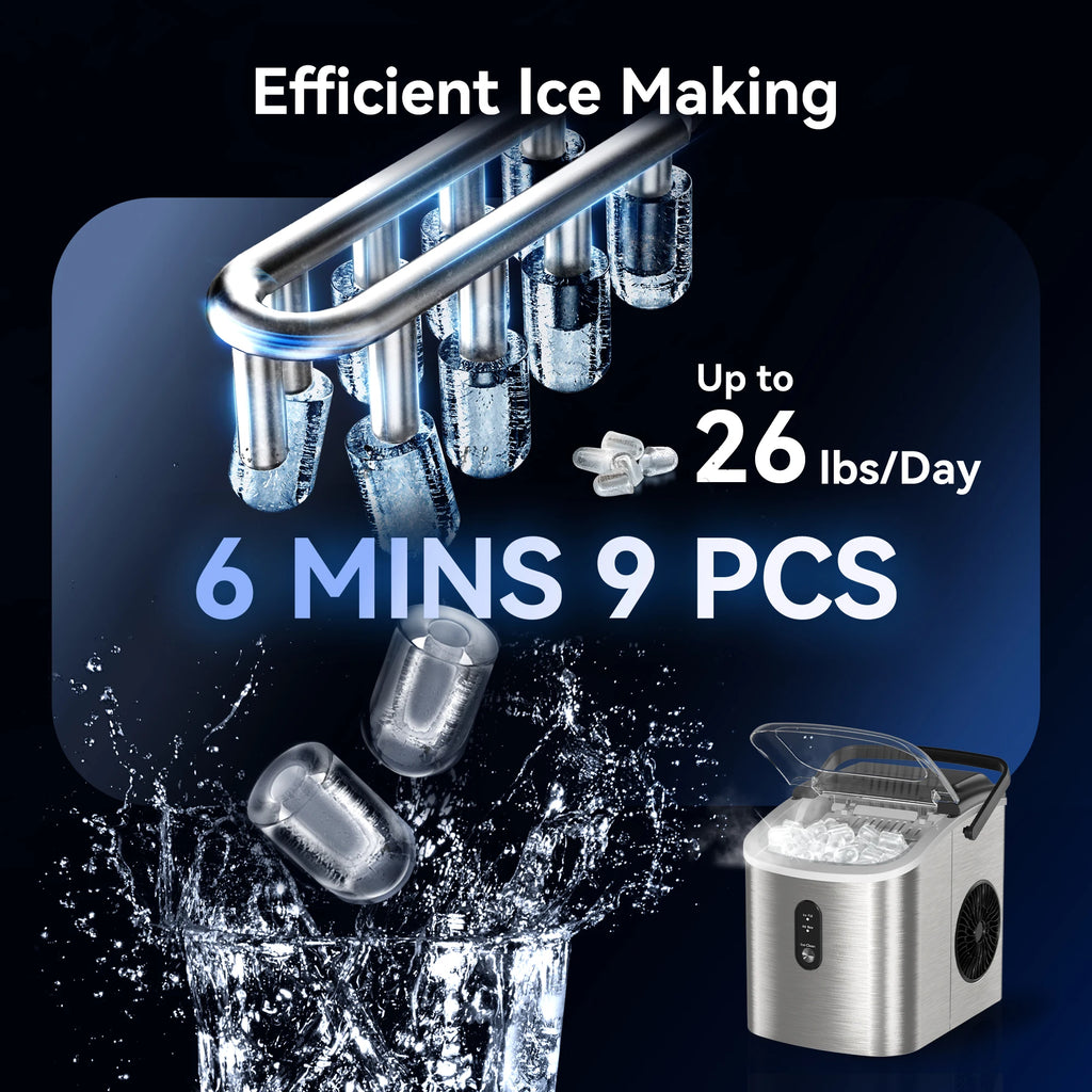 Portable, Countertop Ice Maker With Handle, 26.5 lbs./Day, Auto-Cleaning, Whisper Quite, Smart Features....39.71% OFF!