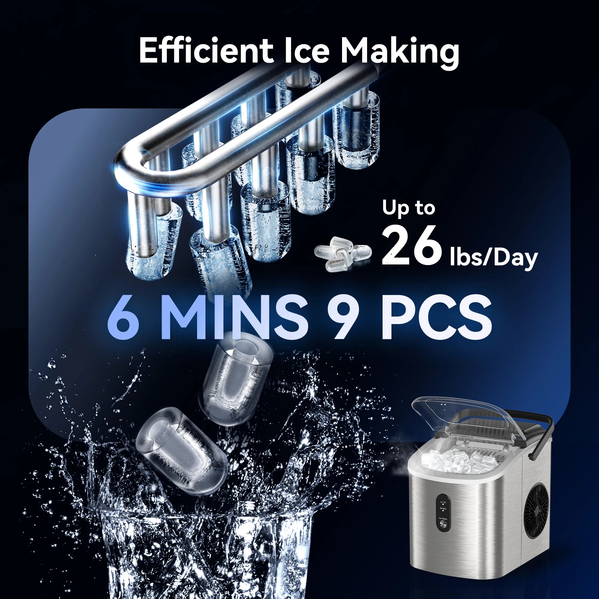 Portable, Countertop Ice Maker With Handle, 26.5 lbs./Day, Auto-Cleaning, Whisper Quite, Smart Features....39.71% OFF!