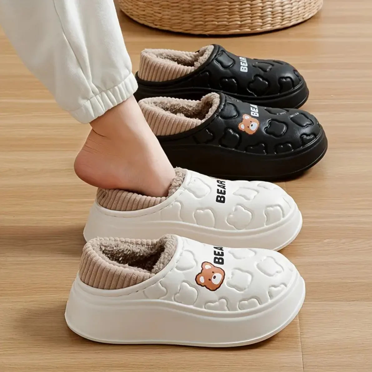 Slippers- Cute Bear, Waterproof, Warm Plush Lined Slip On Slippers, Outside/Inside...20% OFF! TRENDING NOW!