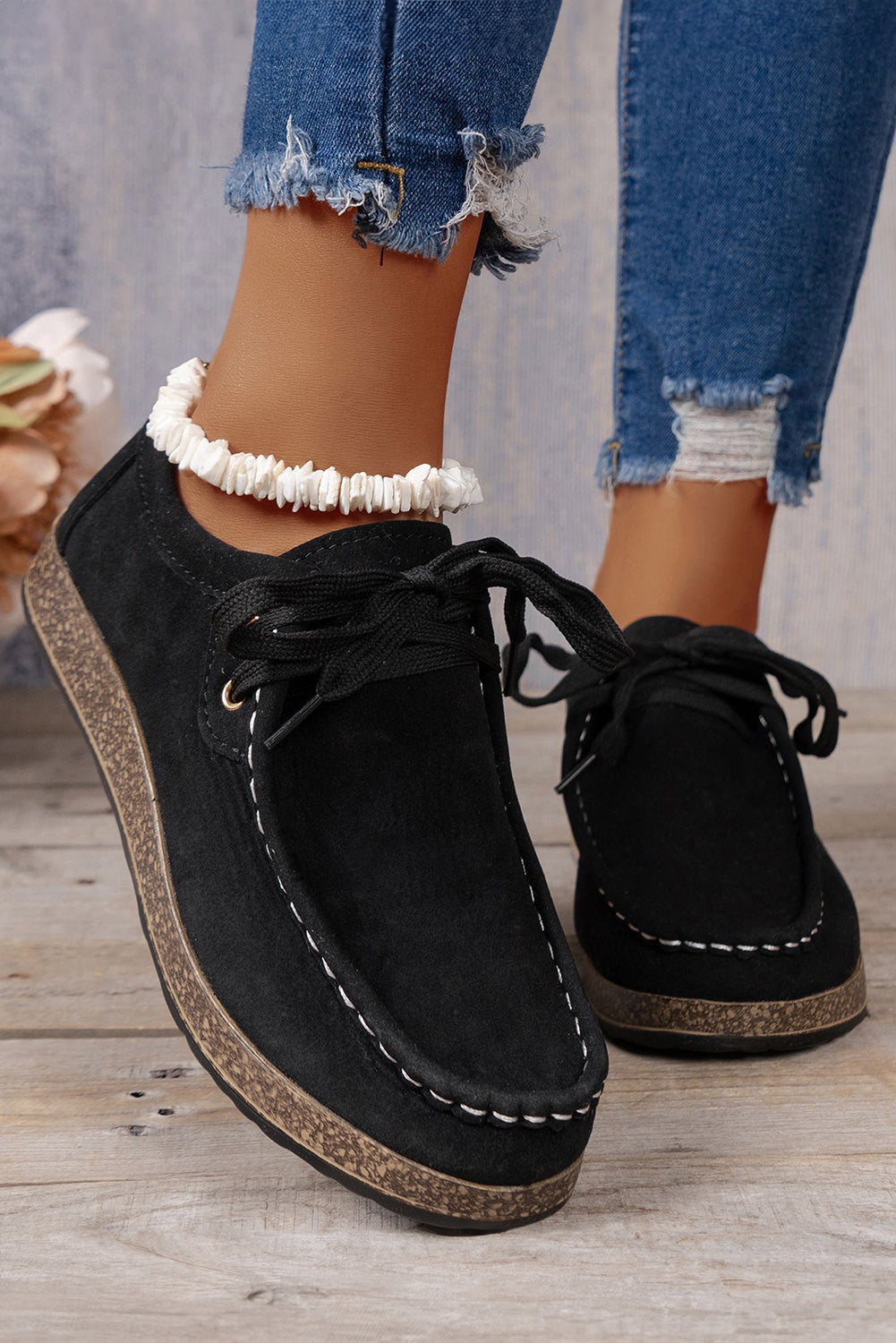 Women's, Thick Sole, Lace-Up Casual Shoes, Detailed Stitching....STILL TRENDING ON GOOGLE, ONLY 6 MORE IN STOCK!