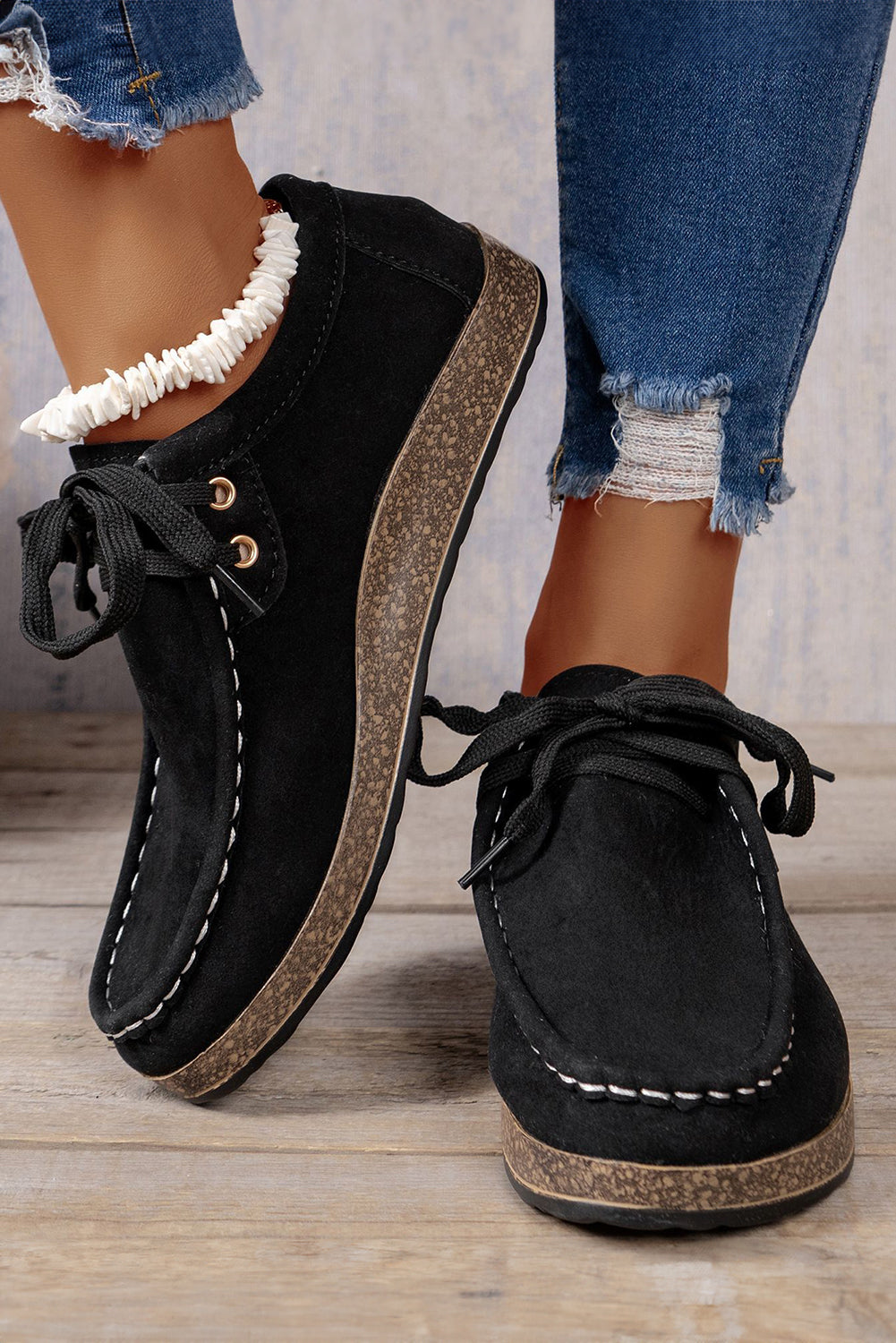 Women's, Thick Sole, Lace-Up Casual Shoes, Detailed Stitching....STILL TRENDING ON GOOGLE, ONLY 6 MORE IN STOCK!