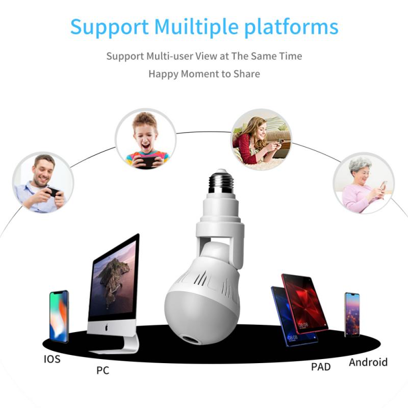 Home Security: 360° Panoramic Hidden Light Bulb Wi-Fi Camera, Outstanding Night Vision, 24 Hour Monitoring, Microphone & Speaker, remote Control From Your Phone