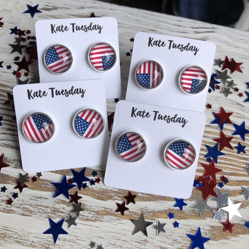 American Flag Earrings 4th Of July