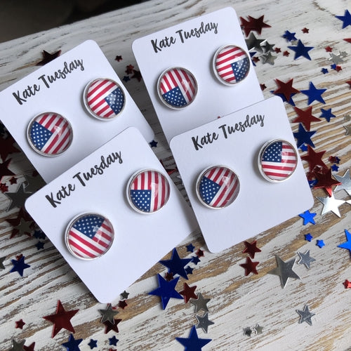 American Flag Earrings 4th Of July