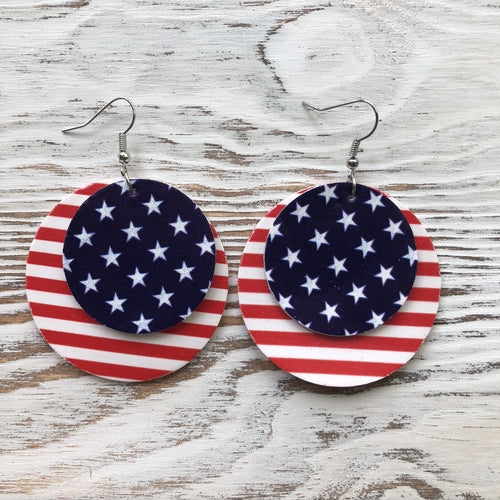 4th Of July Teardrop, Patriotic, Earrings