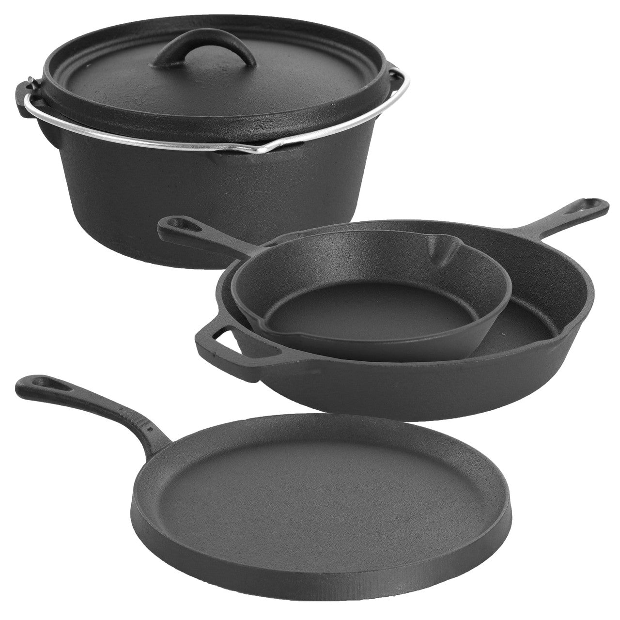 Pre-Seasoned Cast Iron 5-Piece Kitchen Cookware Set....20% OFF! TRENDING NOW!-0