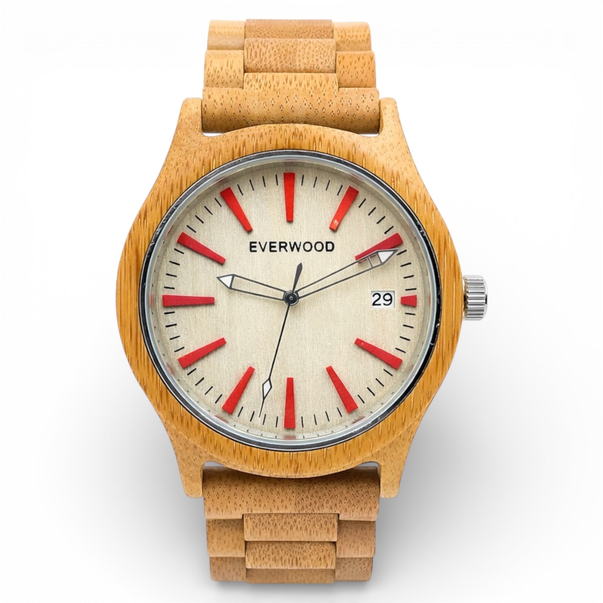 Men's/Women's Custom Bamboo Watch/Case, With Date, Custom Bamboo 3 Link Adjustable Watch Band....ANYTHING BAMBOO IS STILL TRENDING!