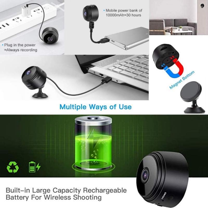 Security: Wi-Fi Mini Camera – Wireless Smart Security Cam, Night & Motion Detection & Alarm Push
